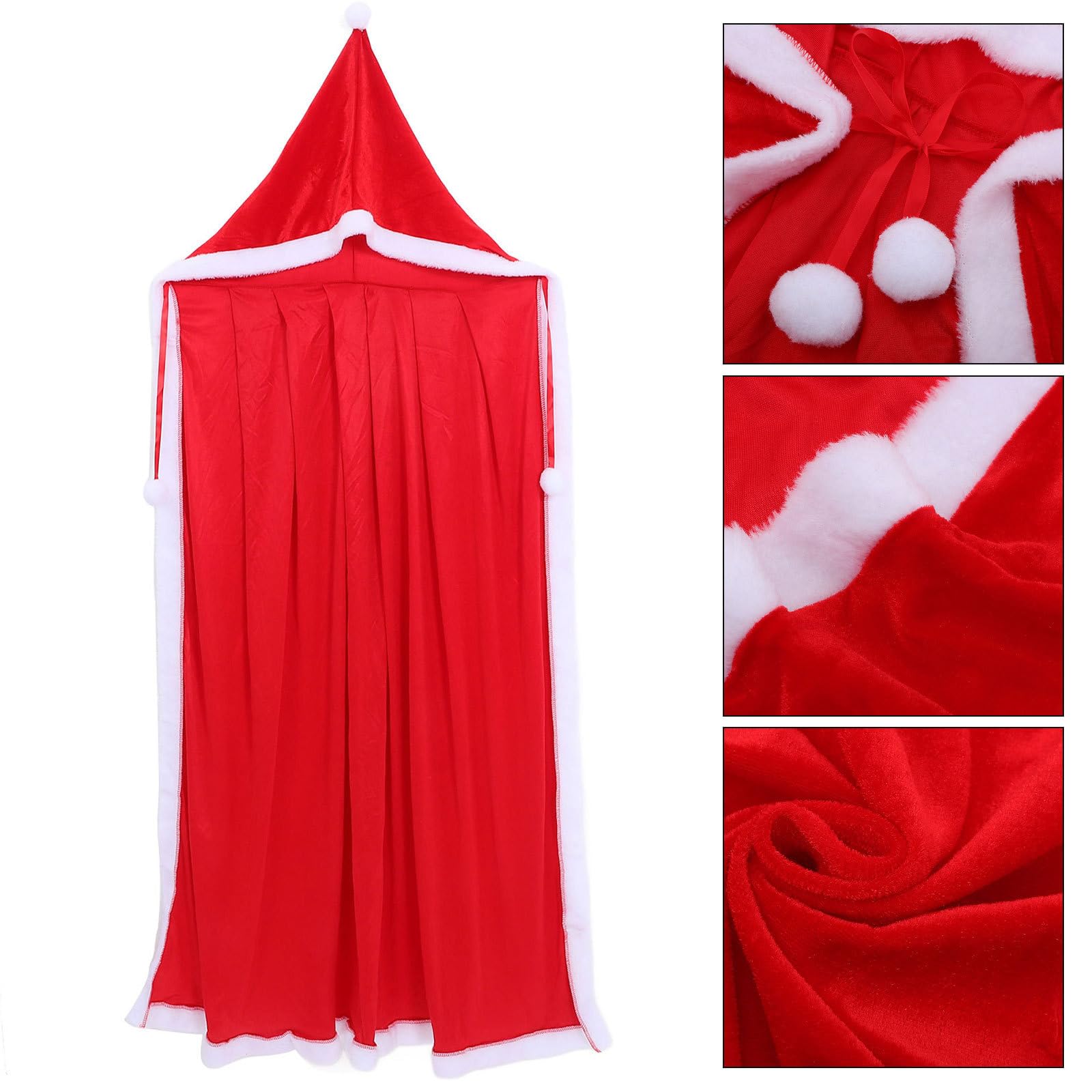 FRCOLOR 3 Stück Weihnachtsmann Umhang mit Mütze, Rot, 120cm, für