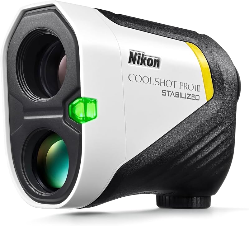 Telémetro láser de golf estabilizado NIKON COOLSHOT PROIII | Óptica monocular 6X resistente al agua con hiperlectura, compensación de pendiente y doble bloqueo en terremoto | Modos de golf y distancia real | Óptica monocular 6X resistente al agua, compensación de pendiente y modos de terremoto, hiperlectura y distancia real con doble bloqueo