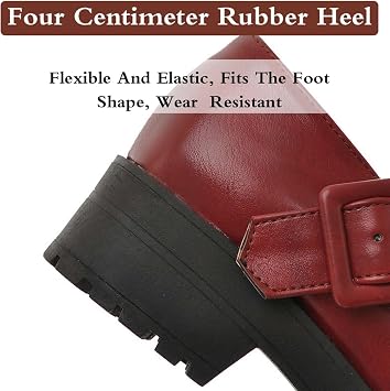 Women's Mary Jane Shoes,Mary Janes,Women Chunky Platform,Vintage Buckle,Round Toe,Simple Design,Comfortable,Casual,Non-Slip Sole,Closed Toe,for Party,Wedding,Work Office,Daily Red