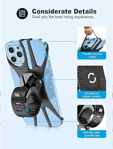 Miniatura 3 de Soporte de teléfono para bicicleta, soporte universal para teléfono para bicicleta, giratorio de 360, manillar de silicona para iPhone, Galaxy,