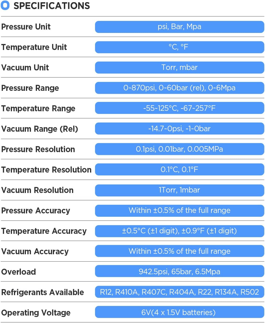 Digital Manifold Gauge Kit, 3-Mode (Refrigeration/Evacuation/Leak Test) with Temp Clamp, ±0.5% High-Precision Intelligent Refrigerant HVAC Gauges for AC & Refrigeration Systems Support 7 Refrigerant