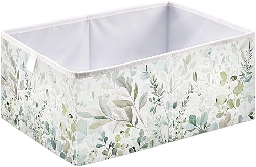 Miniatura 2 de Kigai Cubos de almacenamiento de hojas verdes  11 x 11 x 11 pulgadas, cubos plegables grandes, cesta organizadora de almacenamiento para oficina en