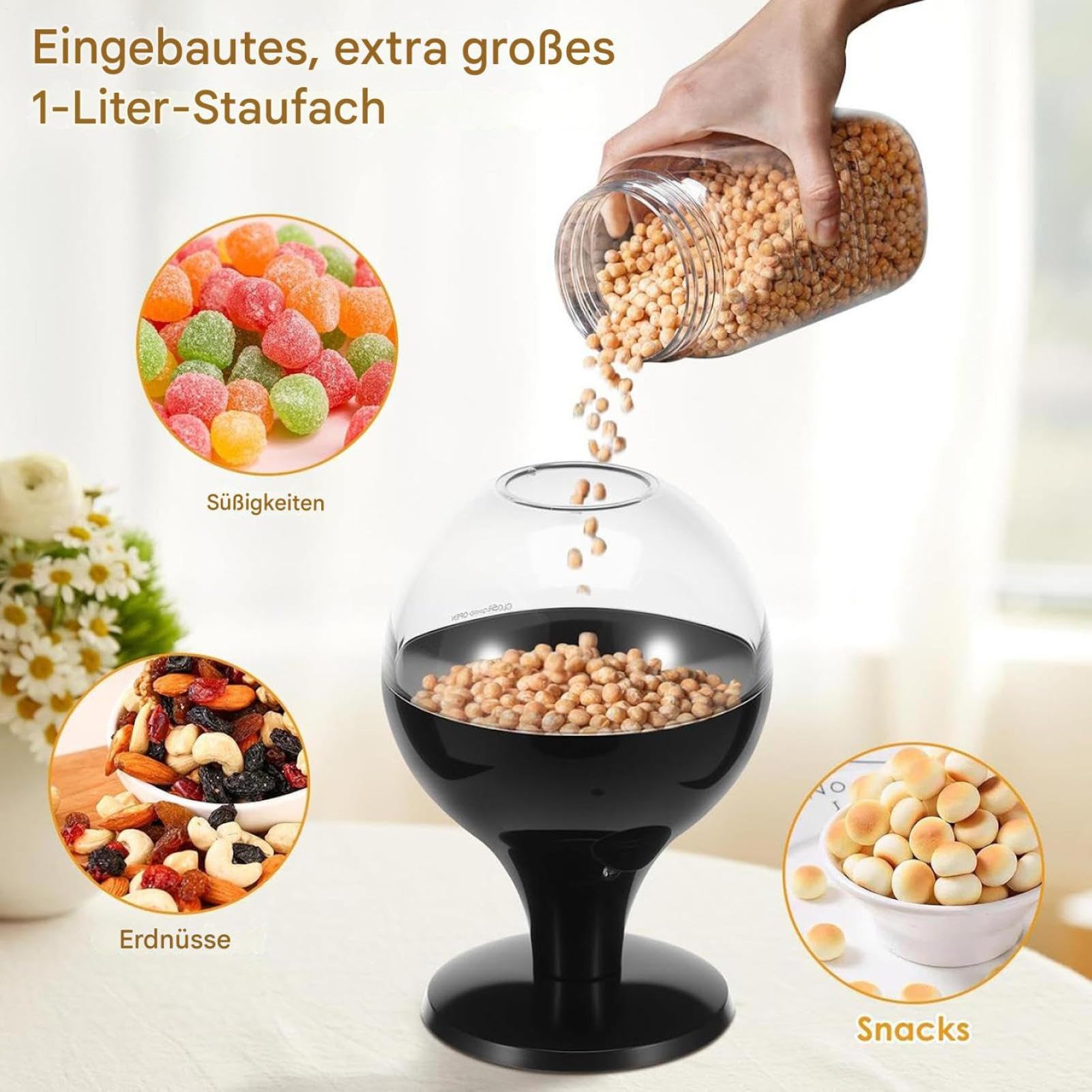 Distributore di Caramelle Macchina Automatica con Sensore per Contenitore | Distributore Per Tavolo Da Dolci Per Ufficio Casa Bancone Bambini Snack Cibo Fagioli Noci Vendita Halloween E Natale
