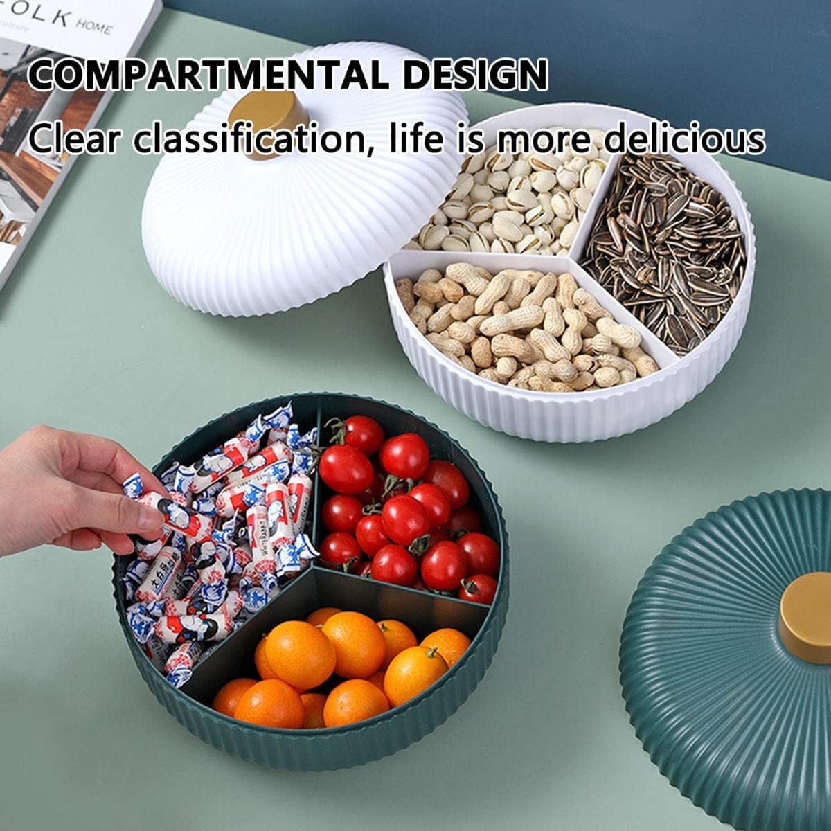 Piatti Snack Con 4 Scomparti - Confezione Da 4, Vassoi Riutilizzabili In Plastica, Antiscivolo, A Forma Di Cuore - 4