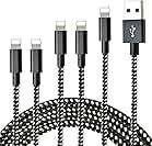 iPhone Charger Cable, CUGUNU 5 Pack[3/3/6/6/10FT] MFi Certified USB Type A to Lightning Cable Nylon Braided Charging Cord Compatible for iPhone X/Max/12/11/8/7/6/6S/5/5S/SE/Plus/iPad - Black White