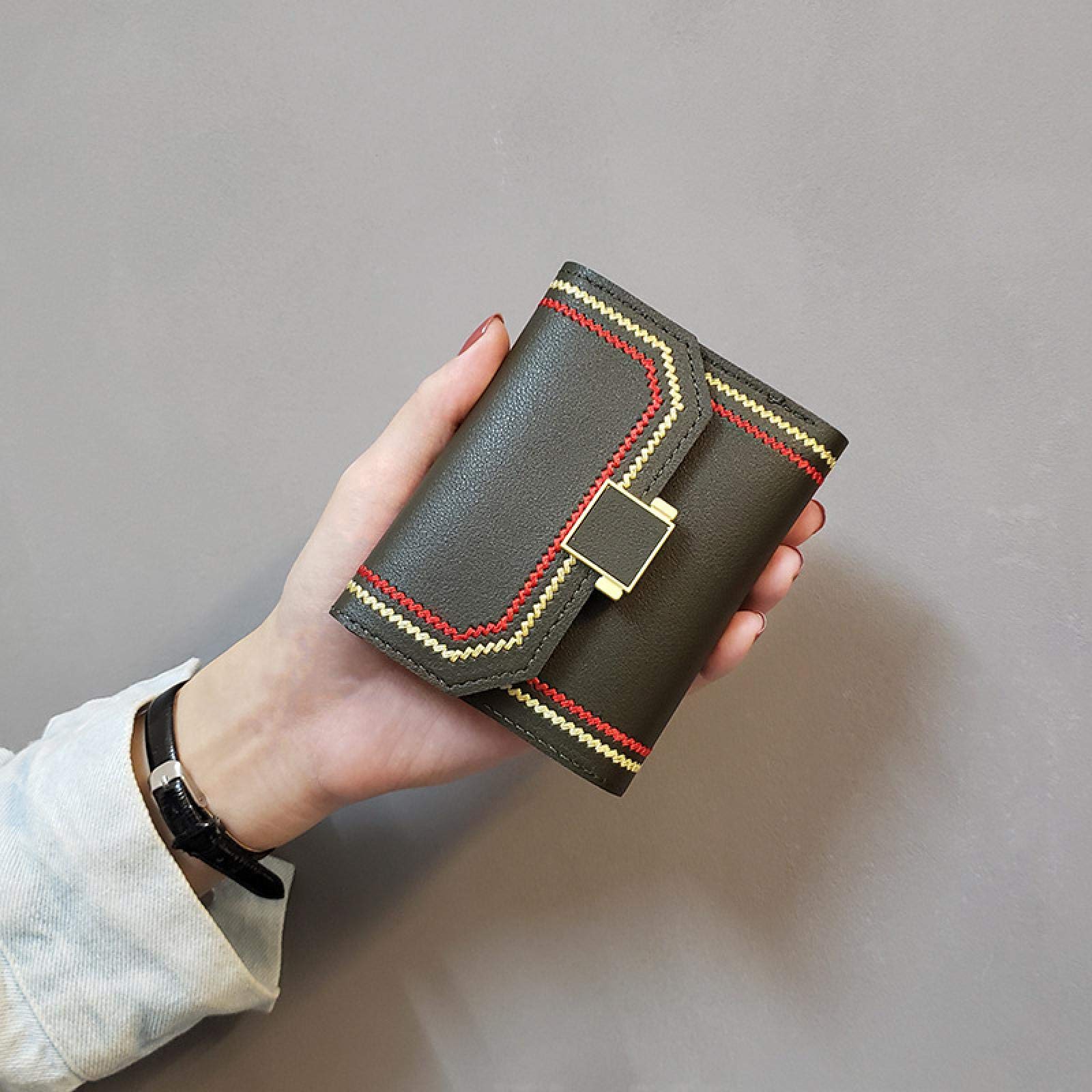 dingtian Ladies Purse Short Women's Wallet for Women Small Wallets Coin Purse Ladies Fashion Hasp Female Wallet Mini for Student Card Holders Green