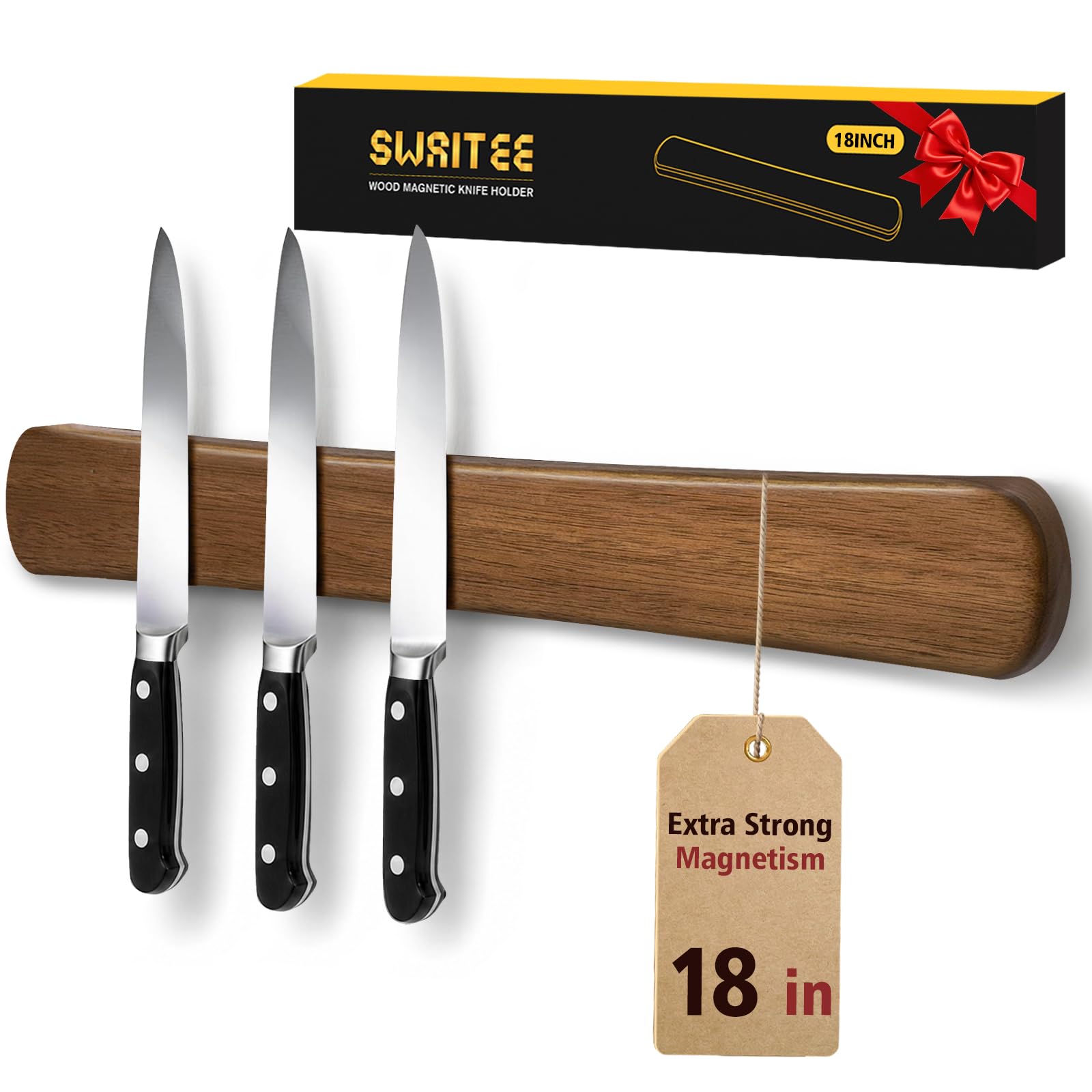 Swaitee 18 Inch Acacia Wood Knife Strip