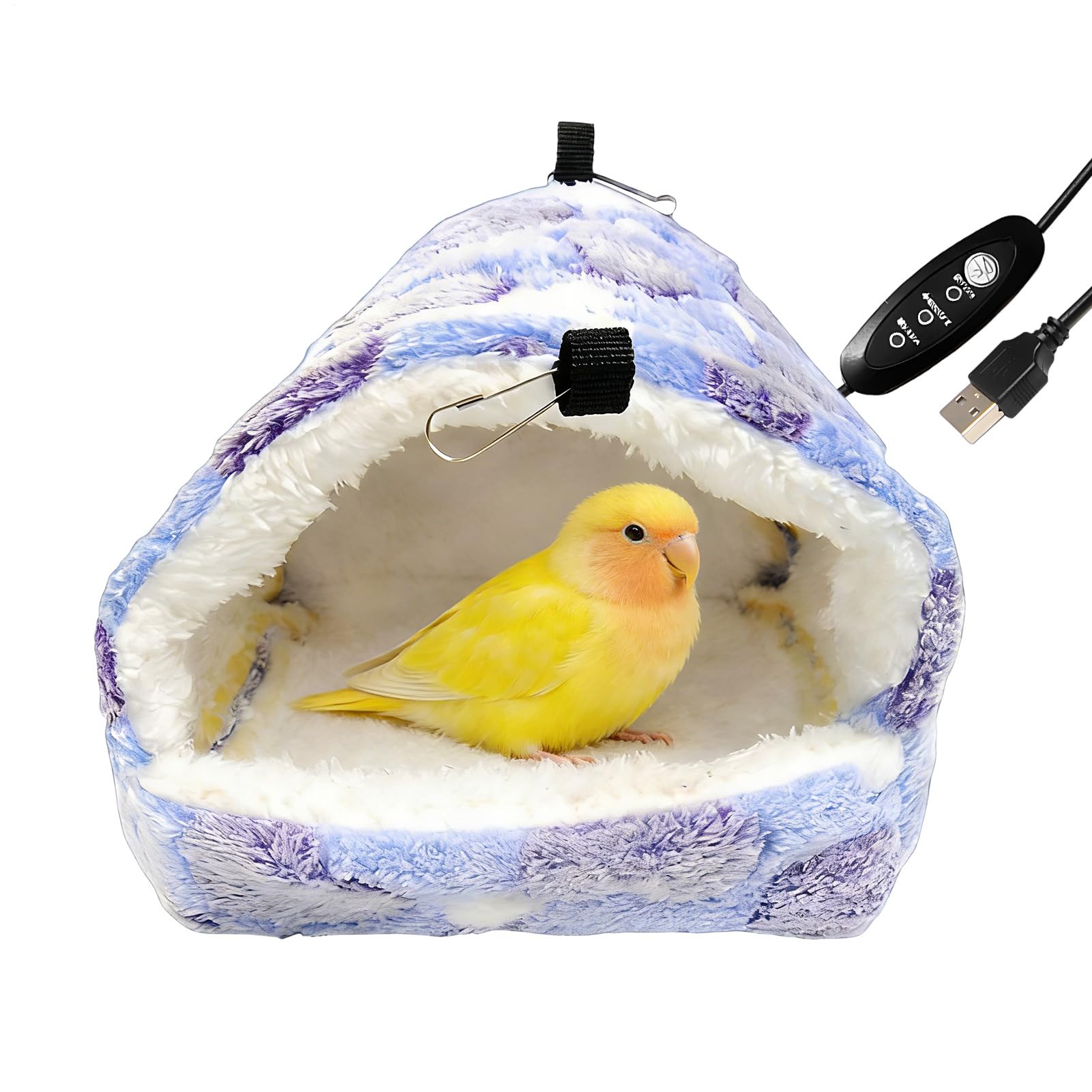 Cama caliente con calefacción USB y peluche para el sueño de los animales – Cama calefactora para pájaros | para loros, periquitos, inseparables, canarios, poner huevos, cría y descanso