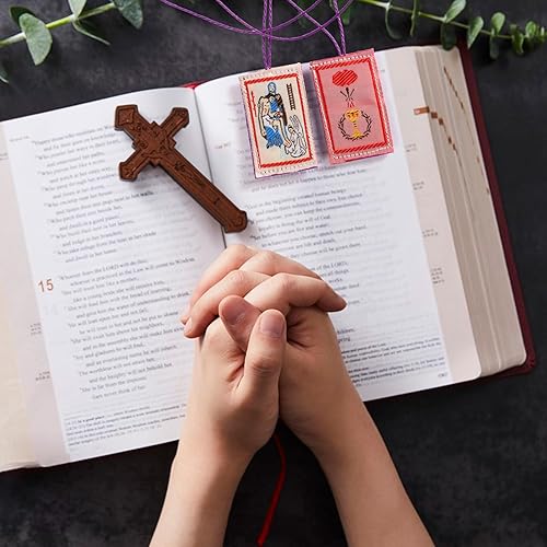 Miniatura 5 de TALPGOD Escapulario Púrpura Católico 3 Pcs Marie Julie Jahenny de Benedicción, Escapularios Católicos Regalo para Primera Comunión y Confirmación,