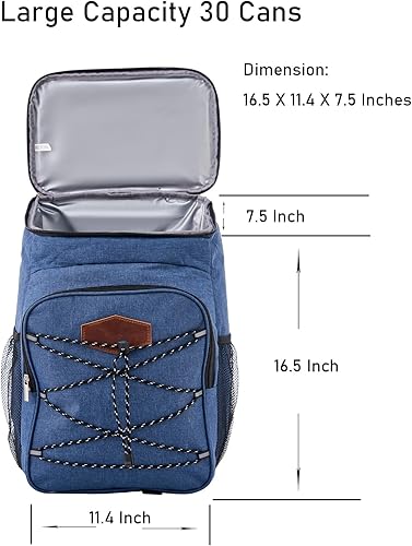 Miniatura 4 de Mochila enfriadora de 30 latas a prueba de fugas, bolsa de viaje ligera para acampar para hombres con compartimento aislante para mujeres