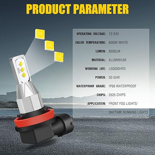 Miniatura 6 de Bombillas HID D3S para faros delanteros + bombillas antiniebla H11, aptas para Dodge Challenger 2015-2021, bombillas todo en uno 6000K xenón blanco