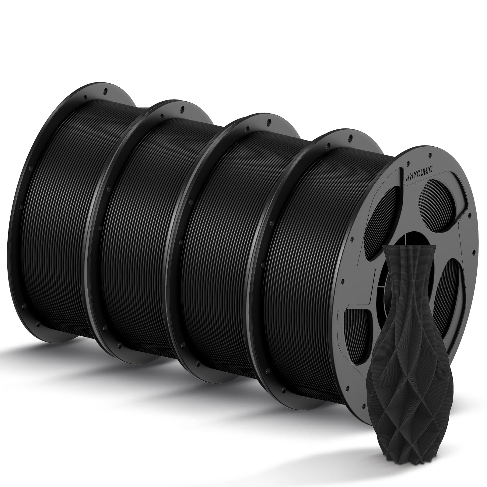 ANYCUBIC Filamento PLA 1,75 mm, Filamento PLA per Stampante 3D, Confezione Sottovuoto, Identificazione Intelligente per Stampa Intelligente, Nero 4KG