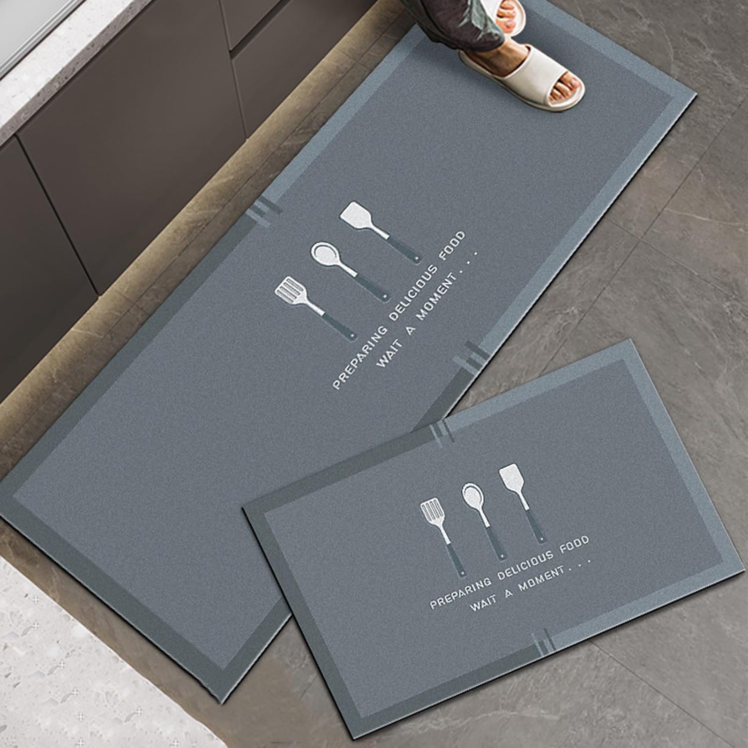Kitchen Floor Mat Household Oil-Absorbing Anti-Slip Mat Entry Floor Mat Suitable for Offices, Sinks, Desks (Size : 43 * 60cm+43 * 120cm)