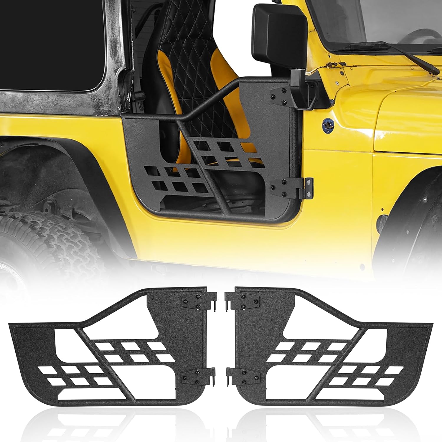 Hooke Road TJ Tube Half Doors for 1997-2006 Jeep Wrangler TJ, Off Road Tubular Trail Door, 2 PCS Set