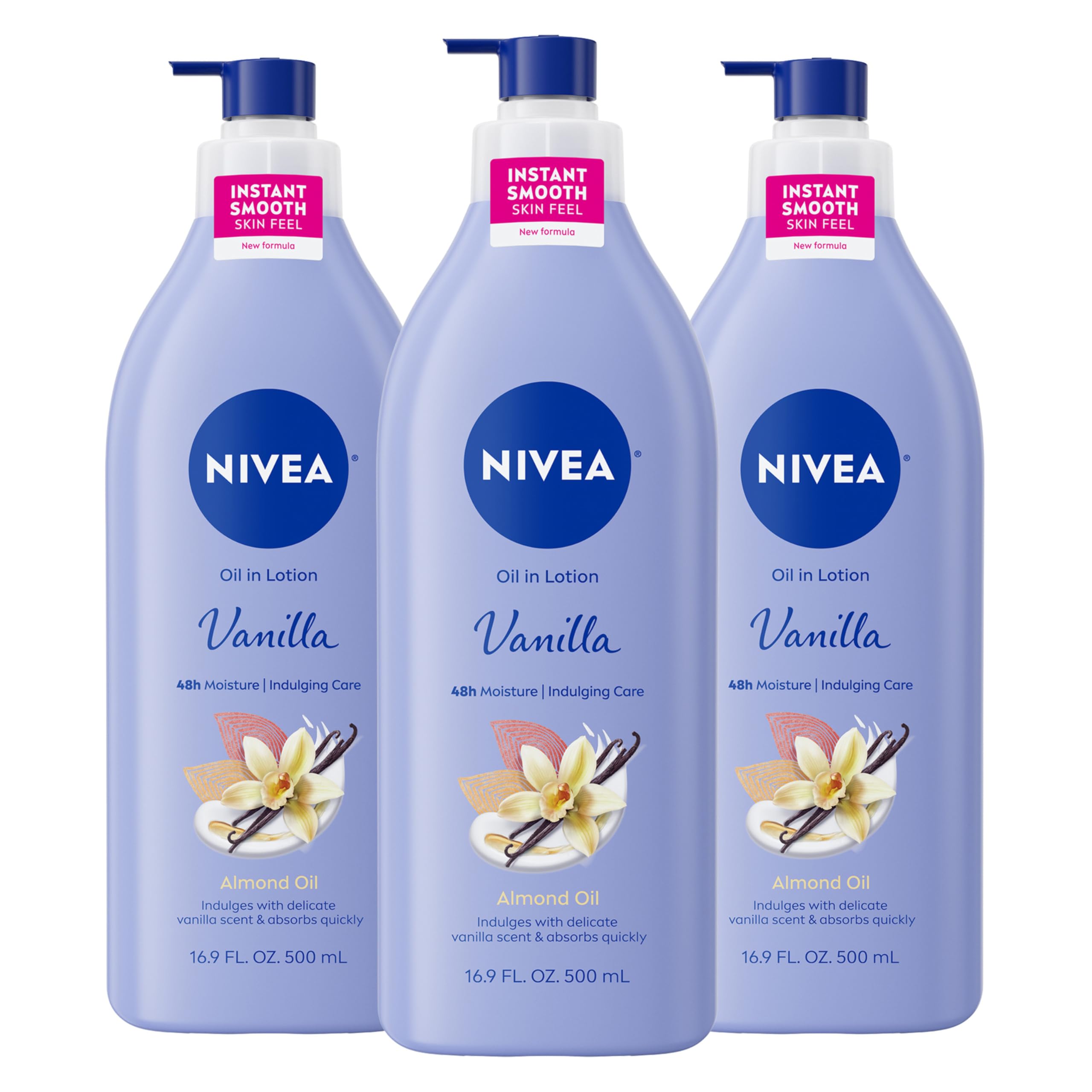 NIVEAOil Infused Body Lotion Vanilla and Almond Oil, 16.9 Fluid Ounce (Pack of 3)