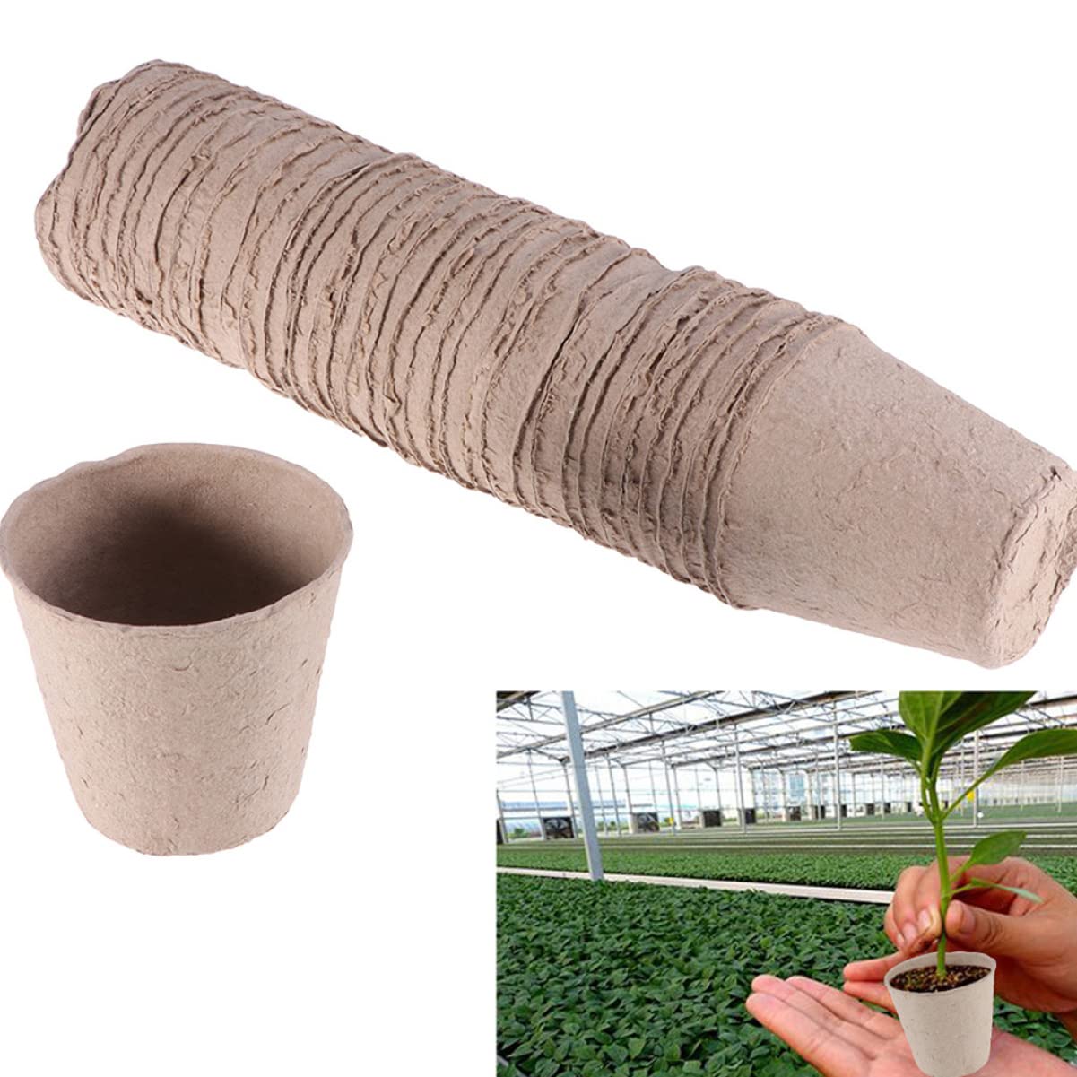 Happyyami 100pezzi Vasi Biodegradabili Per Piante Kit Di Coltivazione Pulp Con Etichette Per Giardinaggio e Orticoltura Per Piantine e Verdure