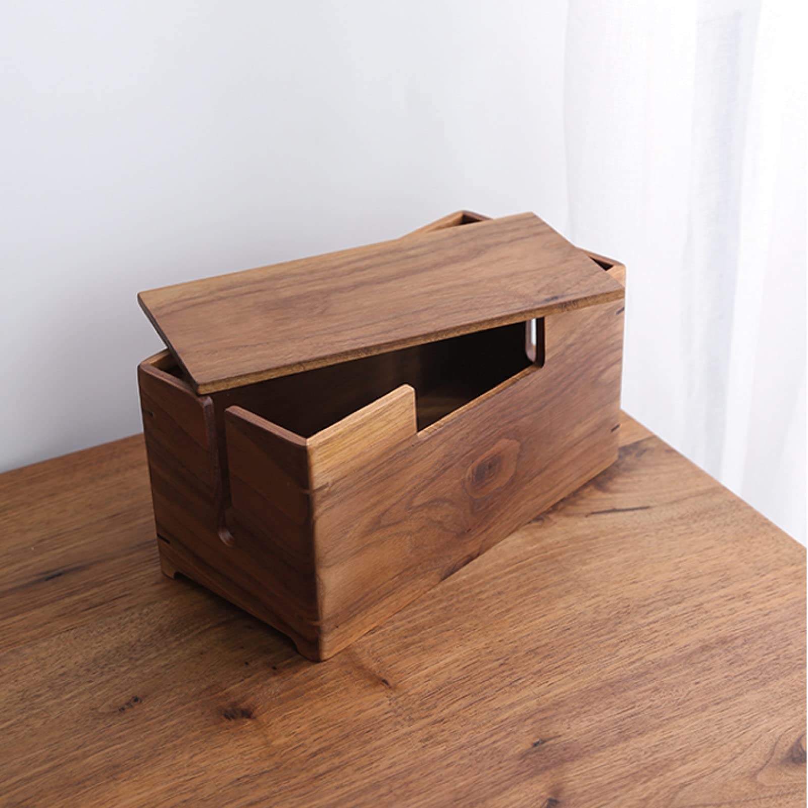 Kabelmanagement-Box Holz-Kabel-Organizer-Box Desktop-Aufbewahrung Steckdosenleiste Anti-Staub-Box Kabel-Organizer für Kabel- und Kabelmanagement, Überspannungsschutz und Kindersicherheits-Kabelbox K