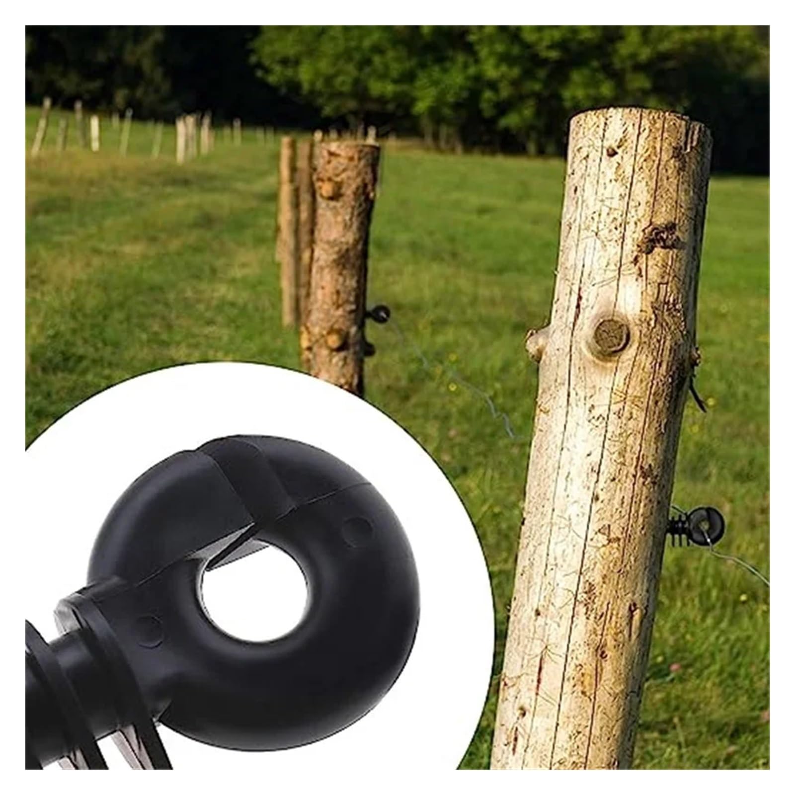 Aislador de Anillo de 20 Piezas, PP, Resistente a los Rayos UV, for Granja de Animales, Poste de Madera de Acero Negro, Alambre de Tornillo, aisladores de Cerca eléctrica de Larga Distancia