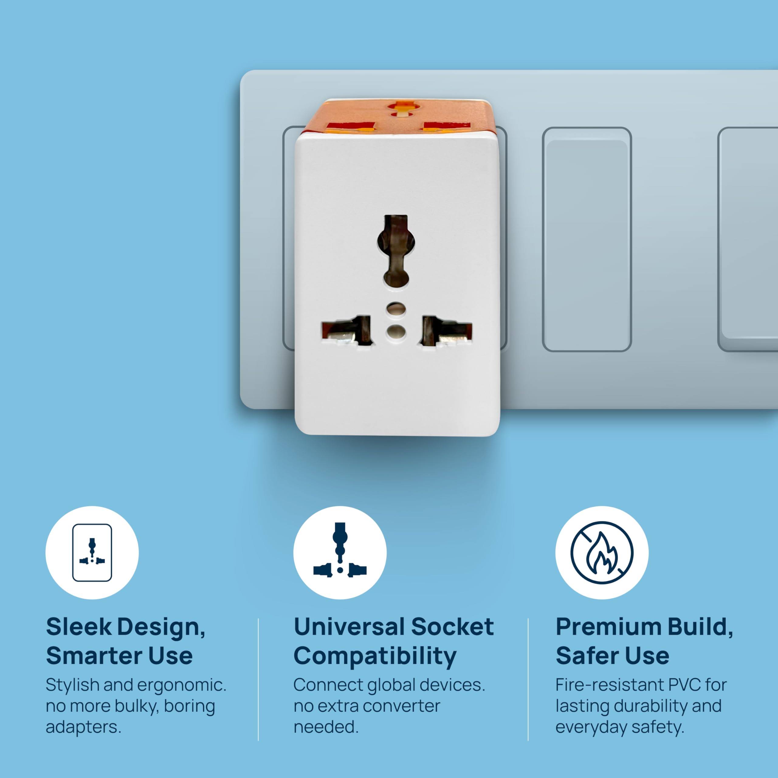 Wipro 3 Way Multiplug Adaptor - Surge Protection -3