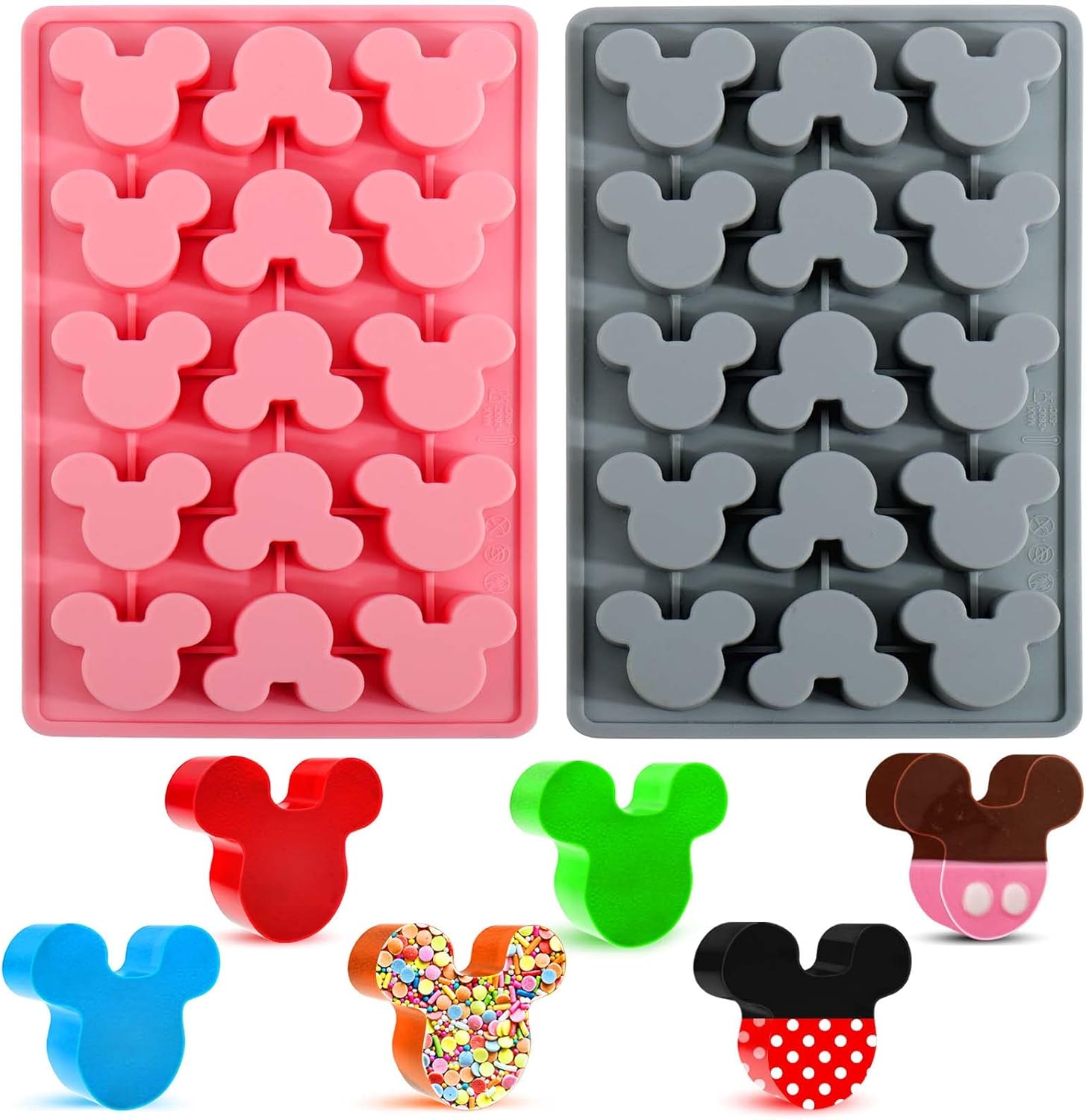 Mouse Gummy Candy Molds Silicone, 2 Pack 15 Cavity Non