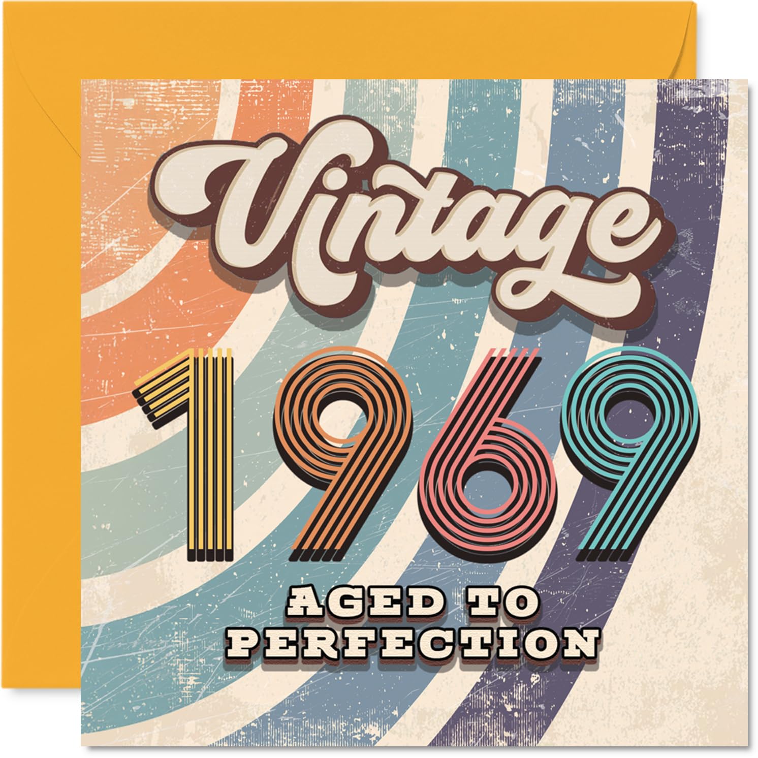 57th Birthday Card for Men Women - Vintage 1969 Aged To Perfection - Happy 57 Birthday Cards for Brother Dad Nan Wife Cousin Grandad, 145mm Bday Greeting Cards