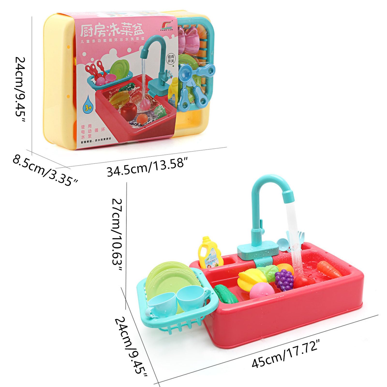 Lavandino da Cucina Giocattolo per Lavare i Piatti con Acqua Corrente - Casa Giocattolo per Ruoli - Gioco di Lavaggio Piatti