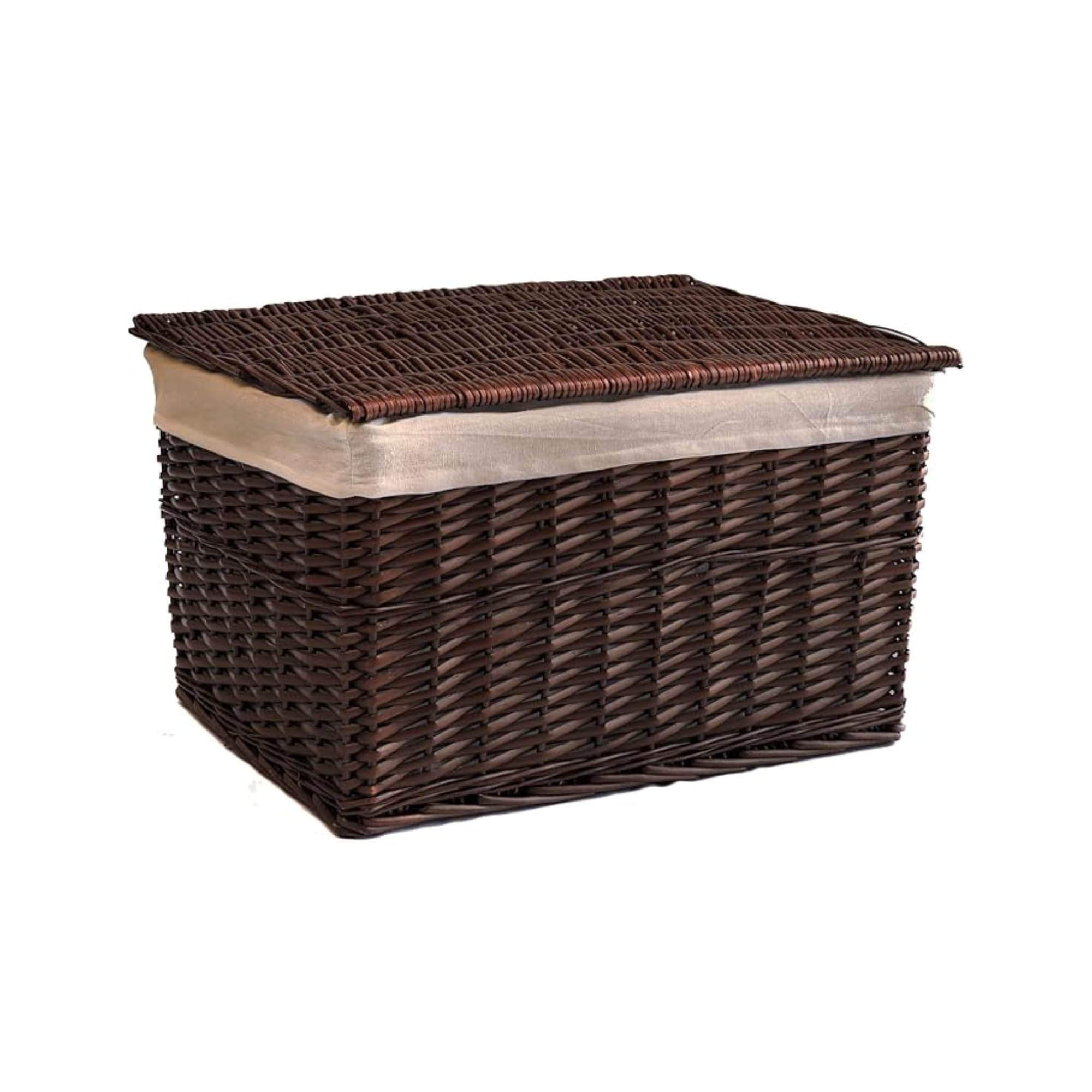 Arthur Cameron - Lined Wicker Hamper with Removable Lid & Cotton Lining - Perfect for Bathroom, Living Room or Bedroom Storage - Storage Basket with Lid, Large Storage Box