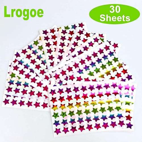 Miniatura 3 de Lrogoe 1620 calcomanías holográficas de estrellas pequeñas de arcoíris para recompensas infantiles, tabla de comportamiento, planificador