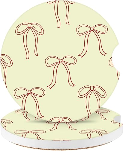 Miniatura 27 de Watbro Posavasos para automóvil, morado sonriente, absorbentes, paquete de 2 para portavasos con muesca para los dedos, cerámica de 2.56 pulgadas,