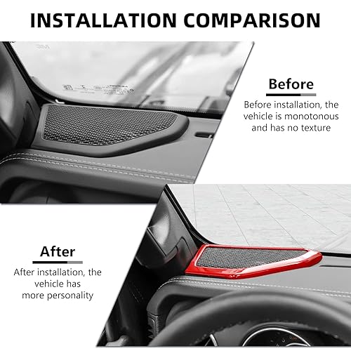 Miniatura 2 de JL - Cubierta de altavoz, 4 piezas A para altavoces de techo de pilar compatibles con Jeep Wrangler JL JLU y Gladiator JT 2018-2023, color rojo