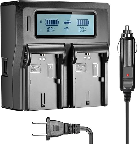 SR LP-E6 LP-E6N - Cargador digital de doble canal con pantalla LCD para cámara Canon EOS 5D 5DS 5DS R 6D 7D 7DS 60D 60D 70D Batería LP-E6, Cargador