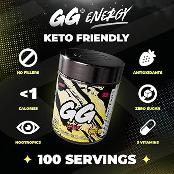 Gamer Supps GG Energy - Lemonade (100 Servings) - Keto Friendly Gaming Energy and Nootropic Blend, Sugar Free + Caffeine + Vitamins + Immune Support, Powder Drink