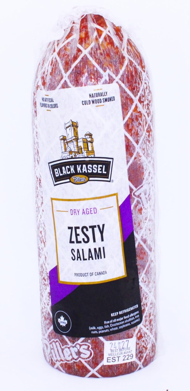 Piller's Zesty Salami 2.2 Lb - Perfect Cured Deli Meat For Charcuterie Boards, Hard Pork Sausage Salami, Delicious Sandwich Meat, High-Protein Snack Ideal For Keto Diets