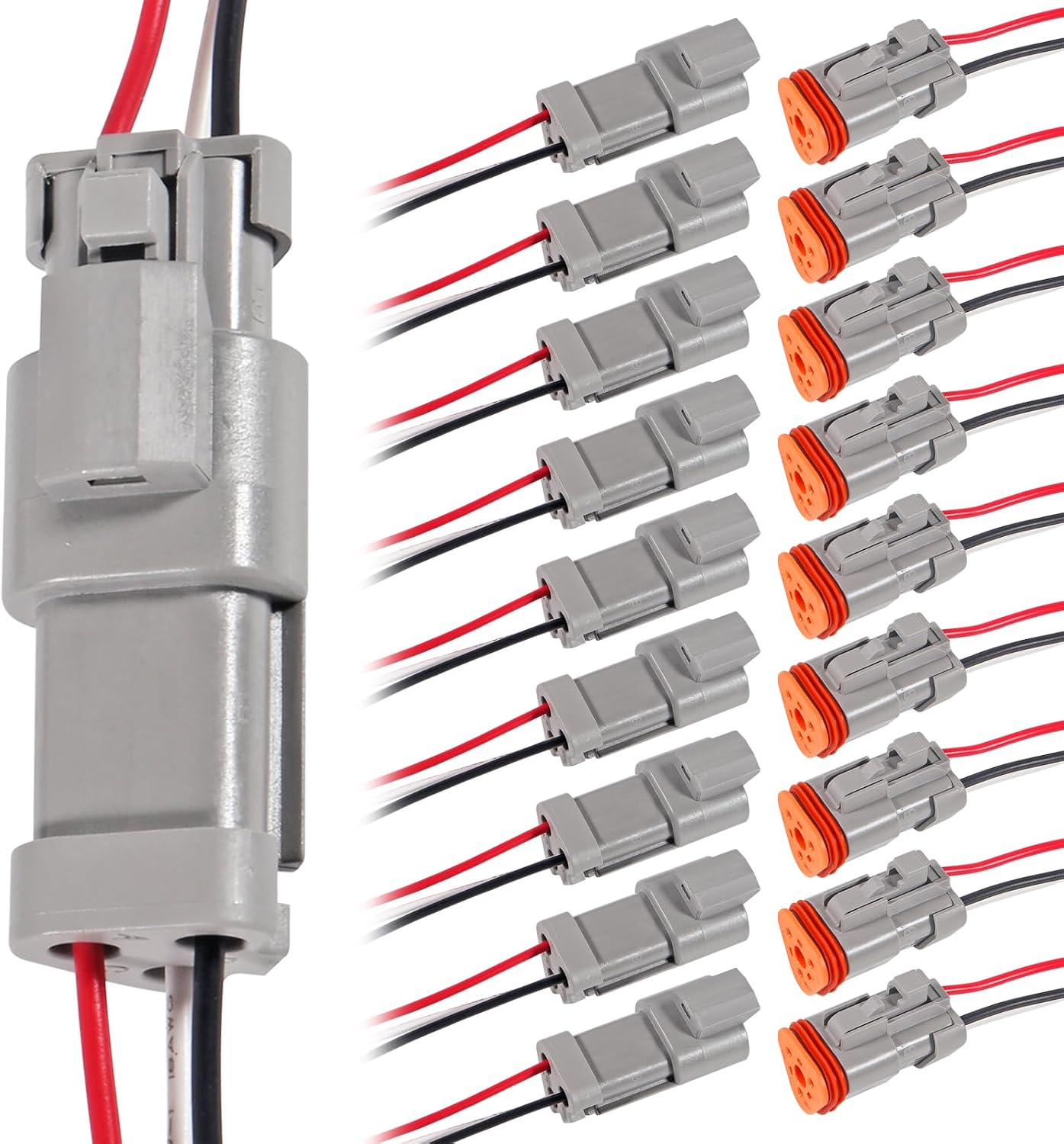 Deutsch Connector Kit 4 Pin,10PCS Waterproof Electrical Connector 18 AWG Male and Female, Automotive DT Connectors for Car Truck Boat