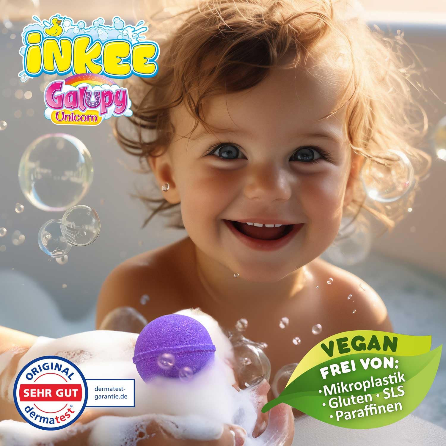 INKEE Bombas de Baño para Niños Pack 4 x 50 g Aroma a Chicle 4 Colores