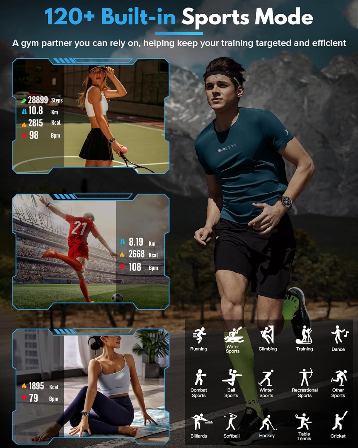 Fitonus Smart Watch sports modes display