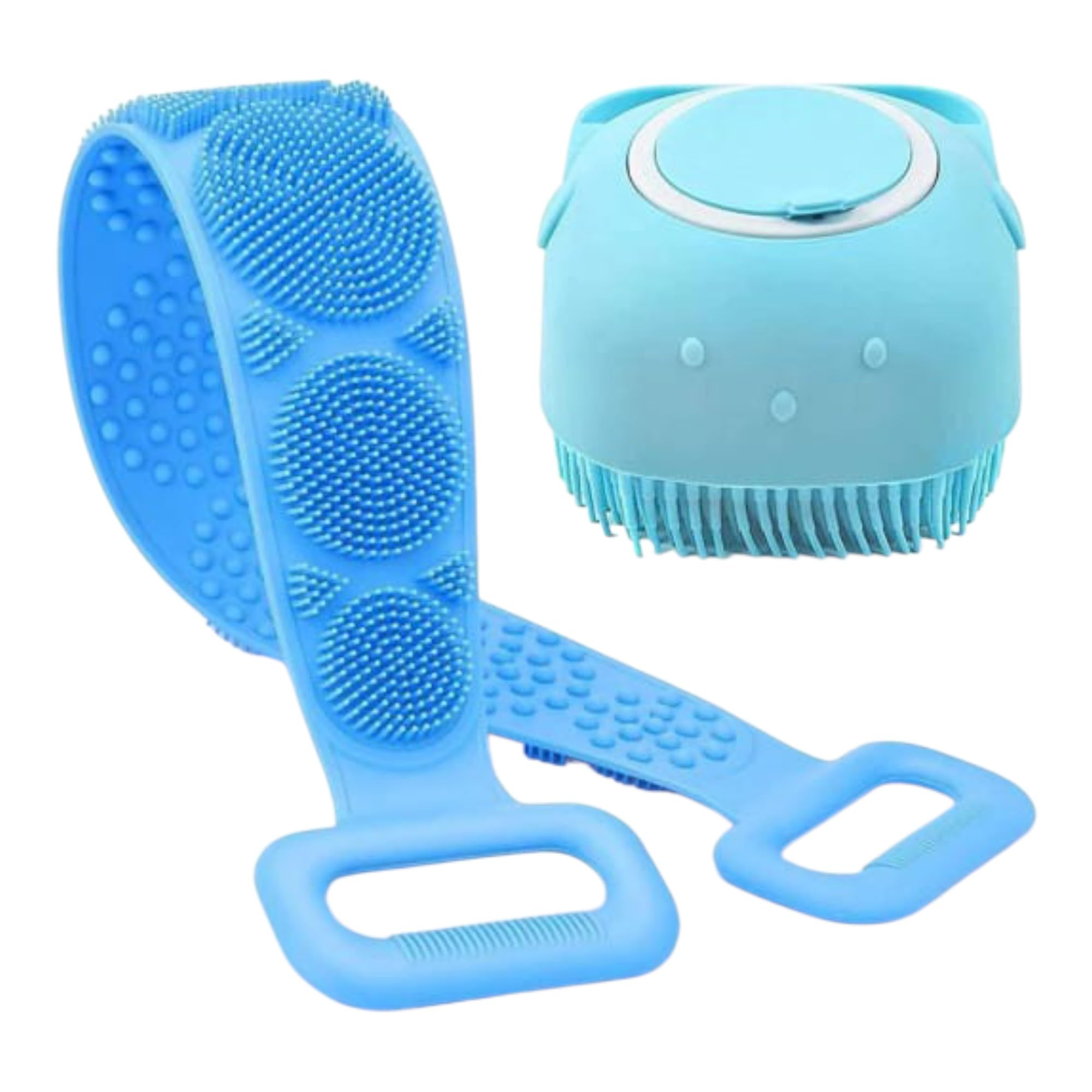 2-in-1 Silicone Bath Combo – Dual-Sided Exfoliating Back Scrubber Belt & Soft Shower Body Brush with Soap Dispenser for Deep Cleansing, Massage & Skin Exfoliation(Multi Colour)-picture-35