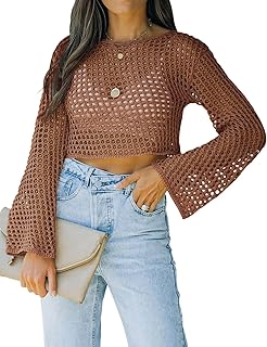 Womens Fishnet Crochet Crop Top