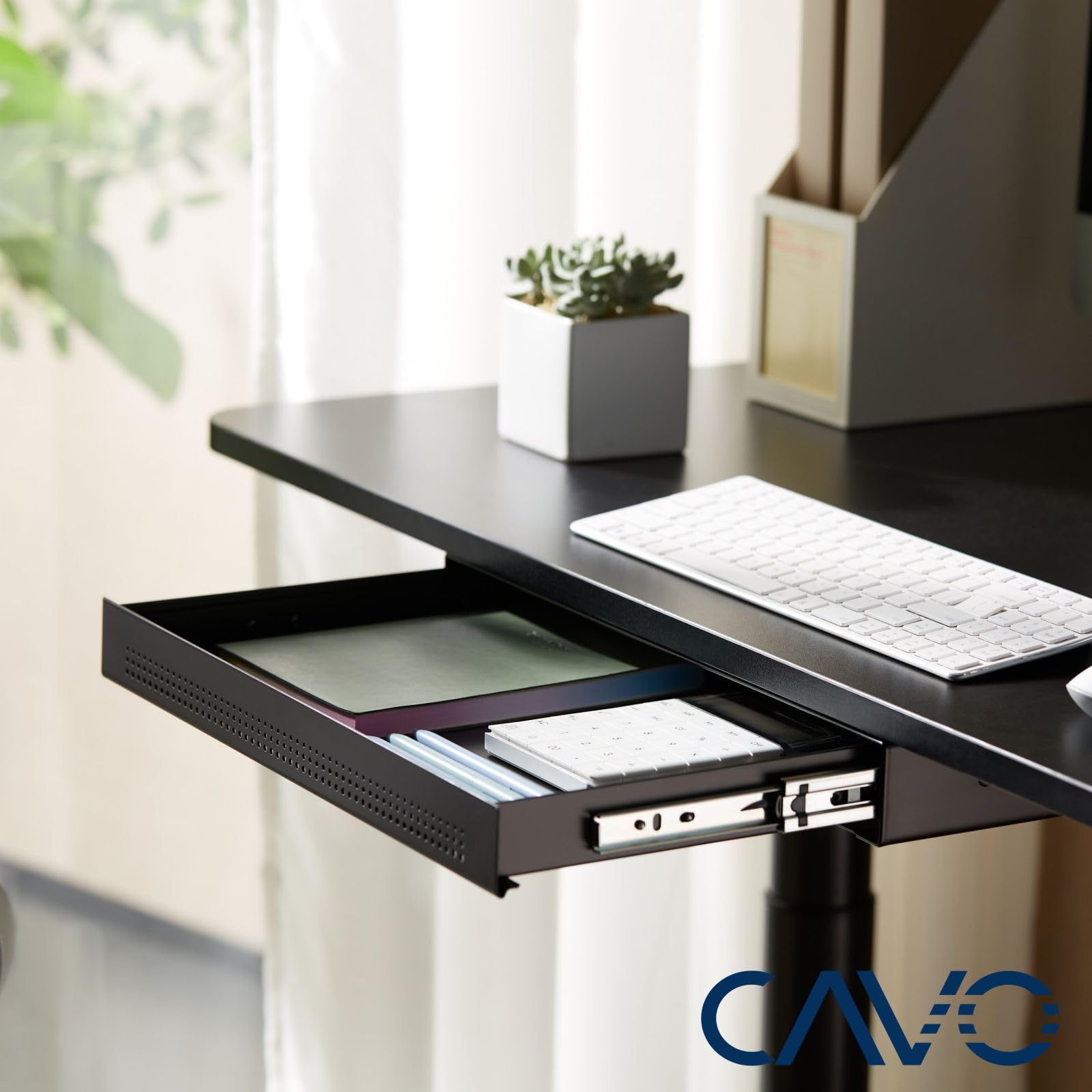 CAVO Cajón portadocumentos de acero 410 x 272 mm negro, Cajón bajo escritorio