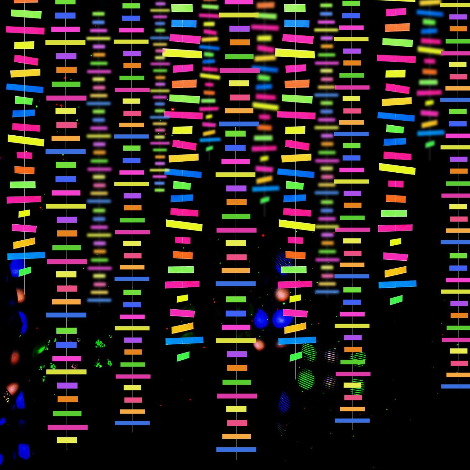 60feet Paper UV Neon Garland Neon Streamers Glow in The Dark Neon Party Supplies and Decorations Glow in The Dark Streamers Blacklight Reactive Fluorescent Black Light Party Kit for Birthday Wedding