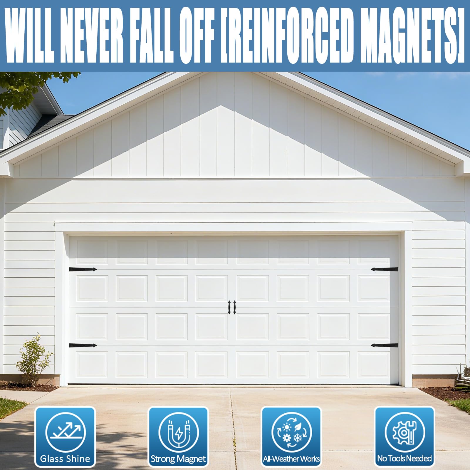 Snapklik.com : Garage Door Magnetic Hardware Decorative Faux Hinges