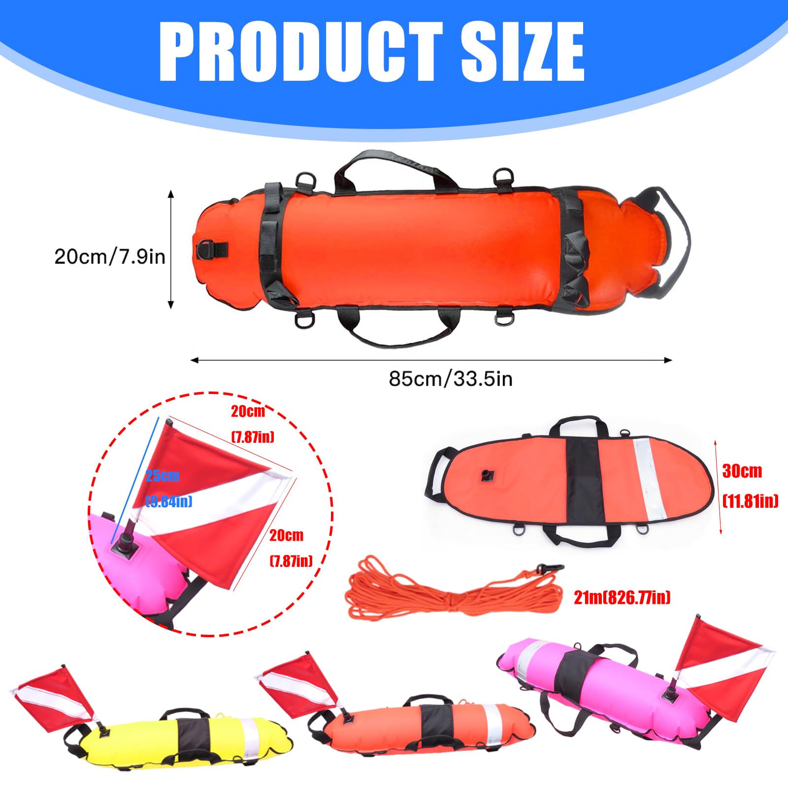 Boyas de señalización para buceo con cinchas, flotadores para superficies de buceo, flotadores para buceo libre, buceadores en superficies de seguridad
