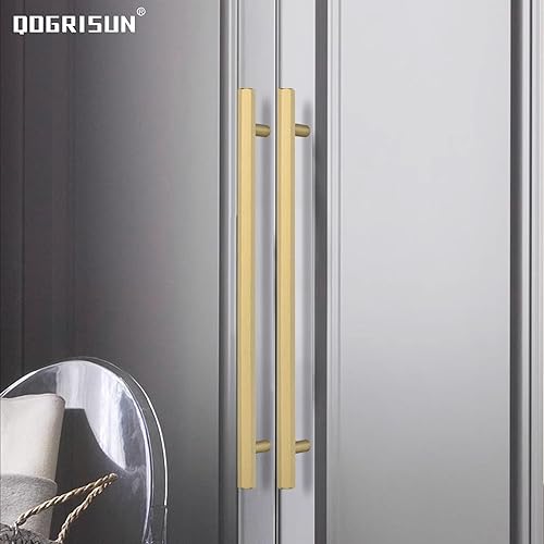 Vista 6 de QOGRISUN Paquete de 2 tiradores hexagonales de latón macizo para cajones, centro de agujero de 11-14 pulgadas, adecuados para accesorios de cocina