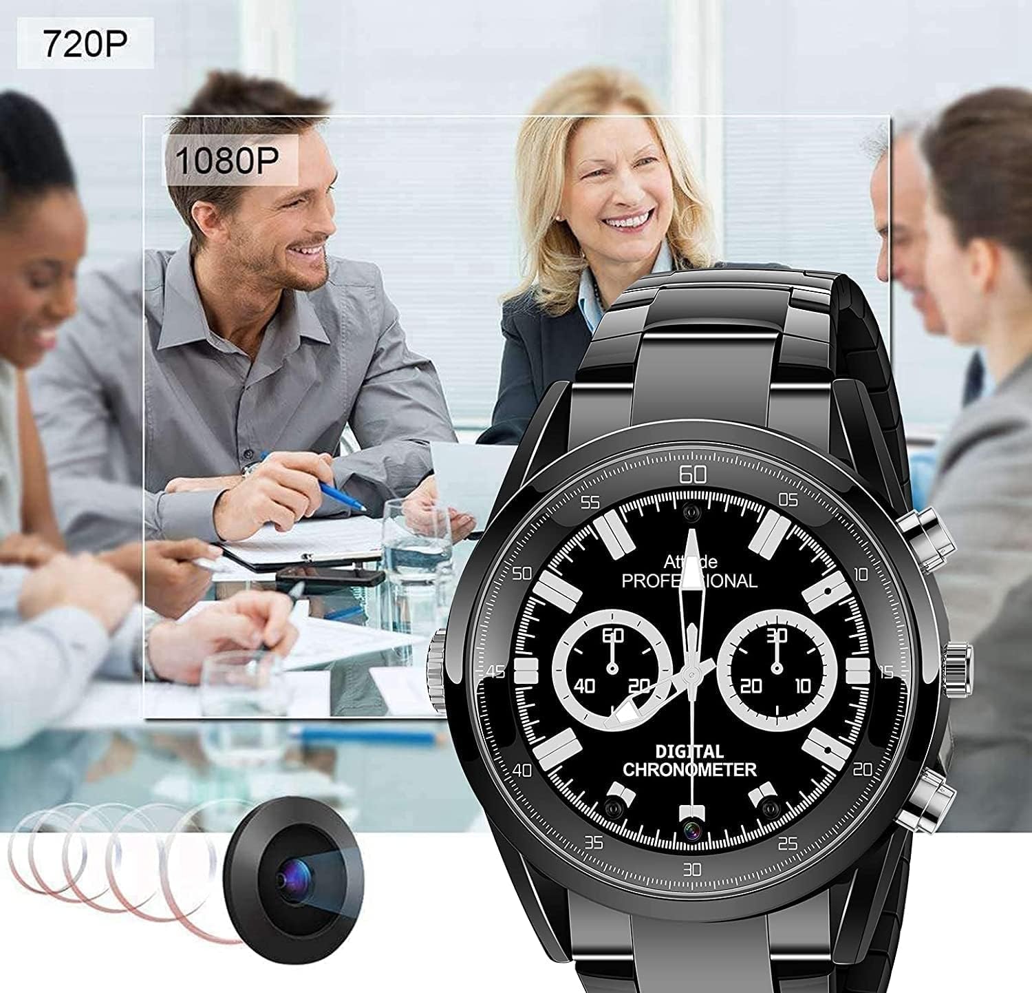 Menborn Fotocamera compatta telecamera spia orologio tipo infrarossi rilevamento movimento fotocamera 32 GB