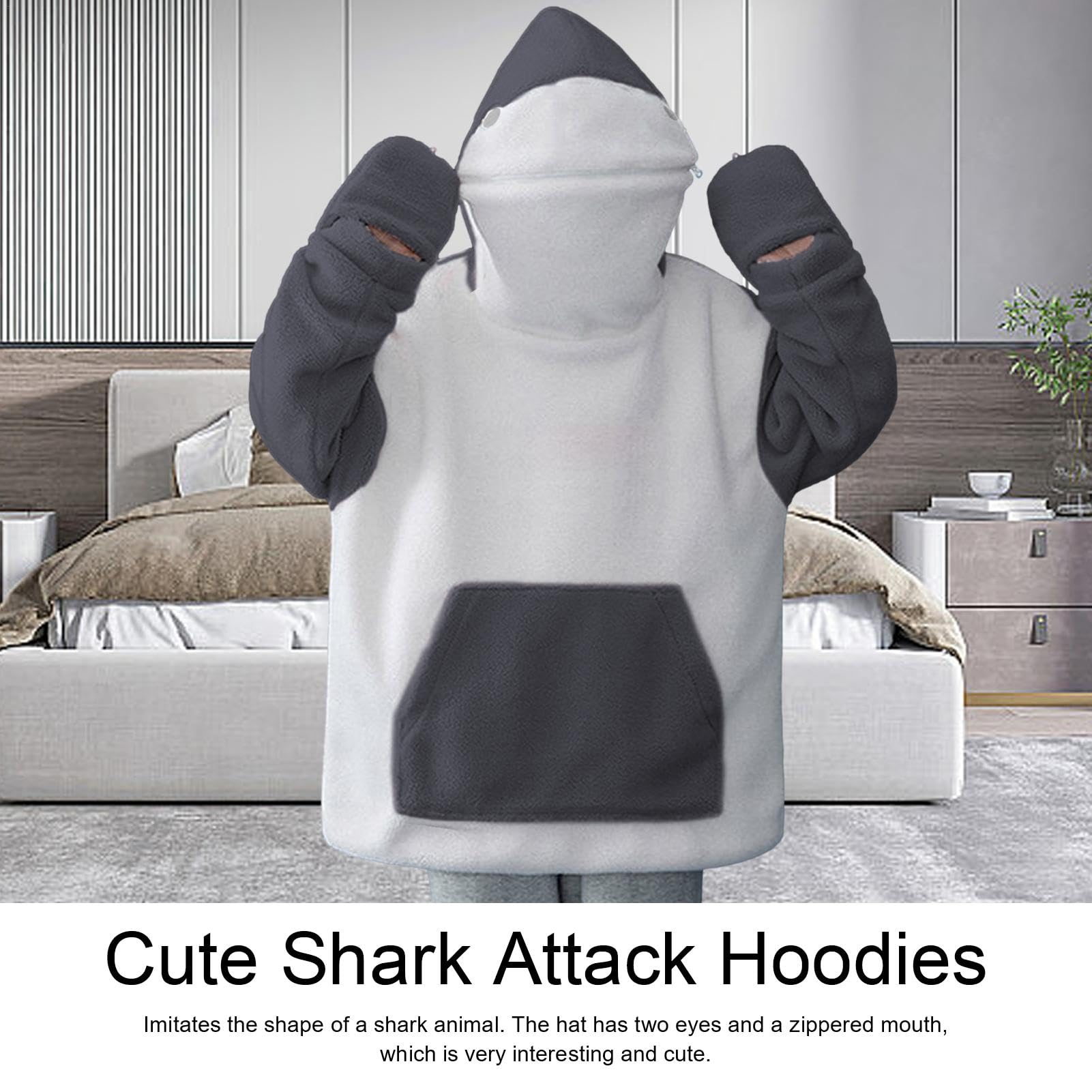 Hai-Kapuzenpullover, Hai-Hoodie | Übergroßer Decken-Hoodie mit Handschuhen - Weiches Winter-Kapuzen-Sweatshirt, Fleece-Hoodie-Jacke für Damen und Mädchen