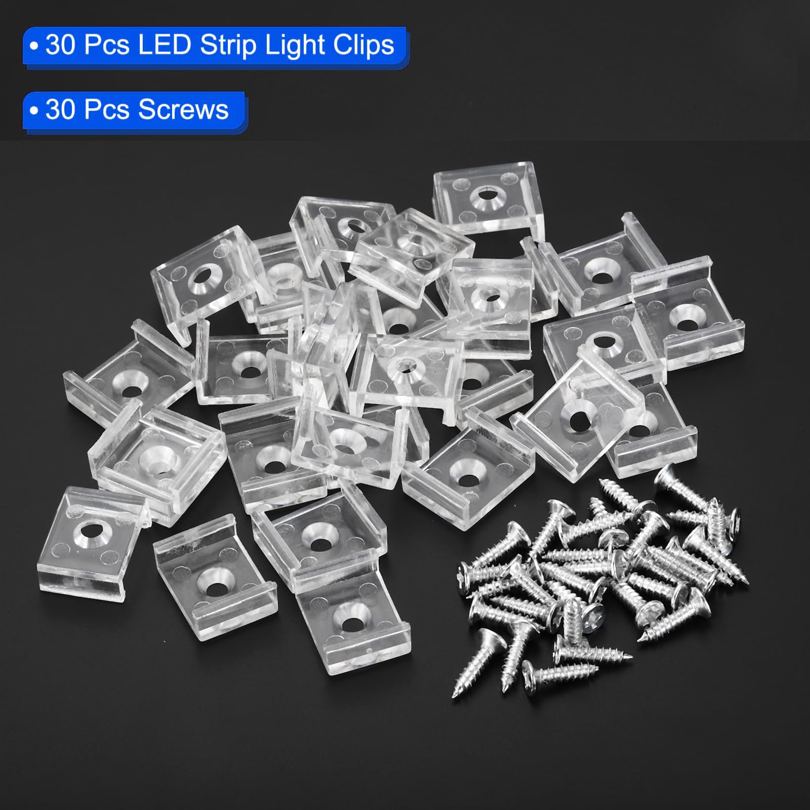 MACHSWON LED Strip Light Clips 30Pcs Mounting Bracket Fixing Clips Plastic Clamp Holders with Screws for 15mm Neon RGB Light Cable Ribbon Clear - Image 3