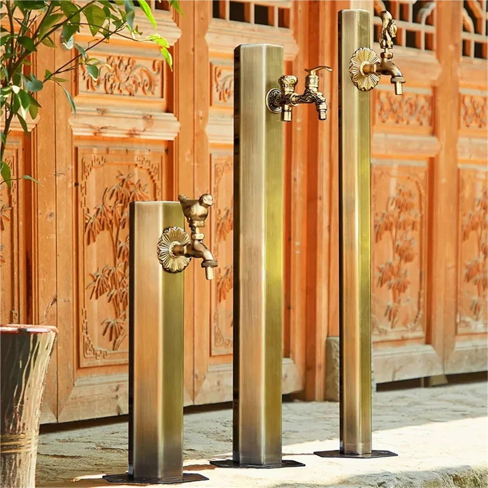 Wasserhähne im Freien Garten-Wasserhahn, Bodenbelag, for den Außenbereich, Edelstahl, Messingmaterial, Wasserhahn, Anti-Kaltwasch-Bearbeitungsset(Style01)