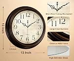 Vintage Wall Clock 13 Inch Quartz Silent Non-Ticking Analog Clock Battery Operated Rustic Round Decorative Clock for Living Room Kitchen Home Office Classroom