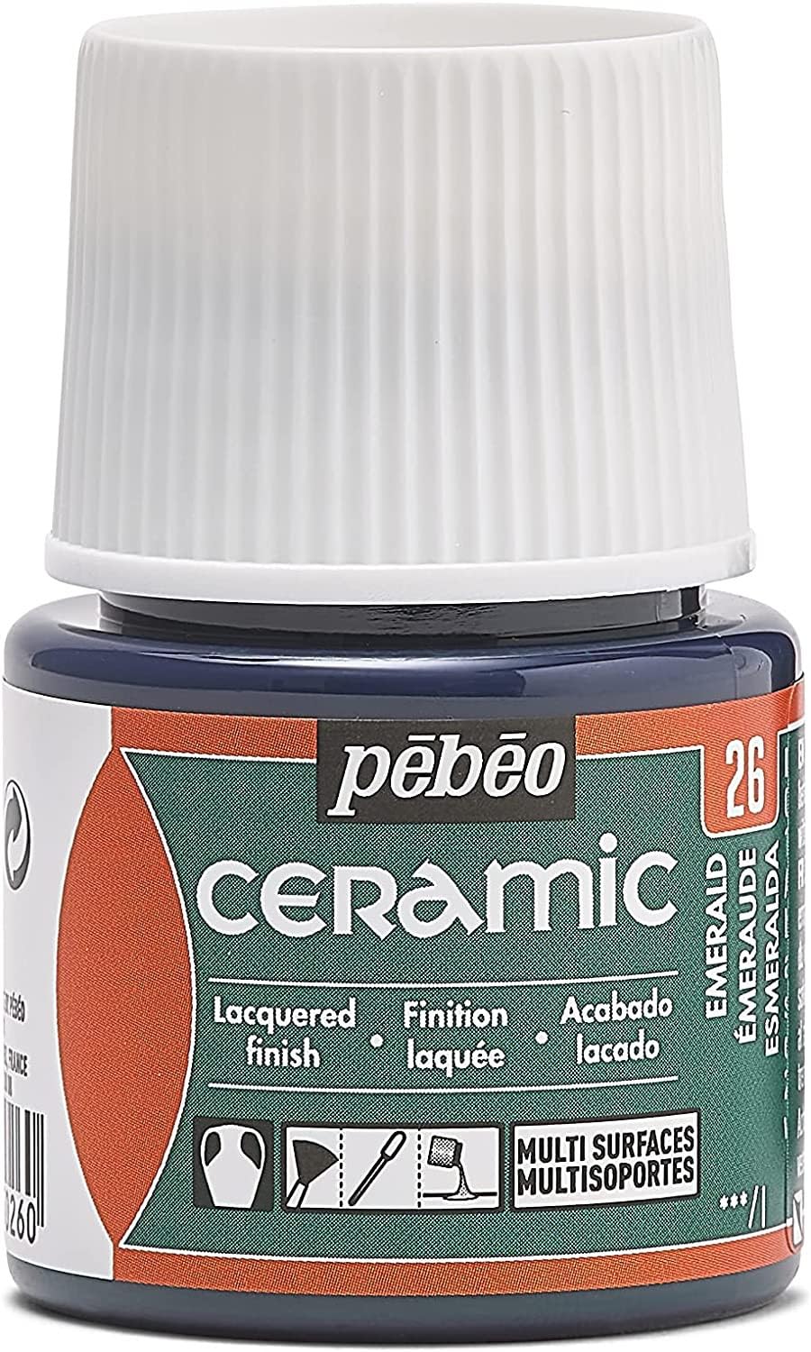 PEBEO - Ceramic - Emerald Opaque Colour for Terracotta, Ceramic and Earthenware - Brilliant Effect - Lacquered Finish - 45 ml