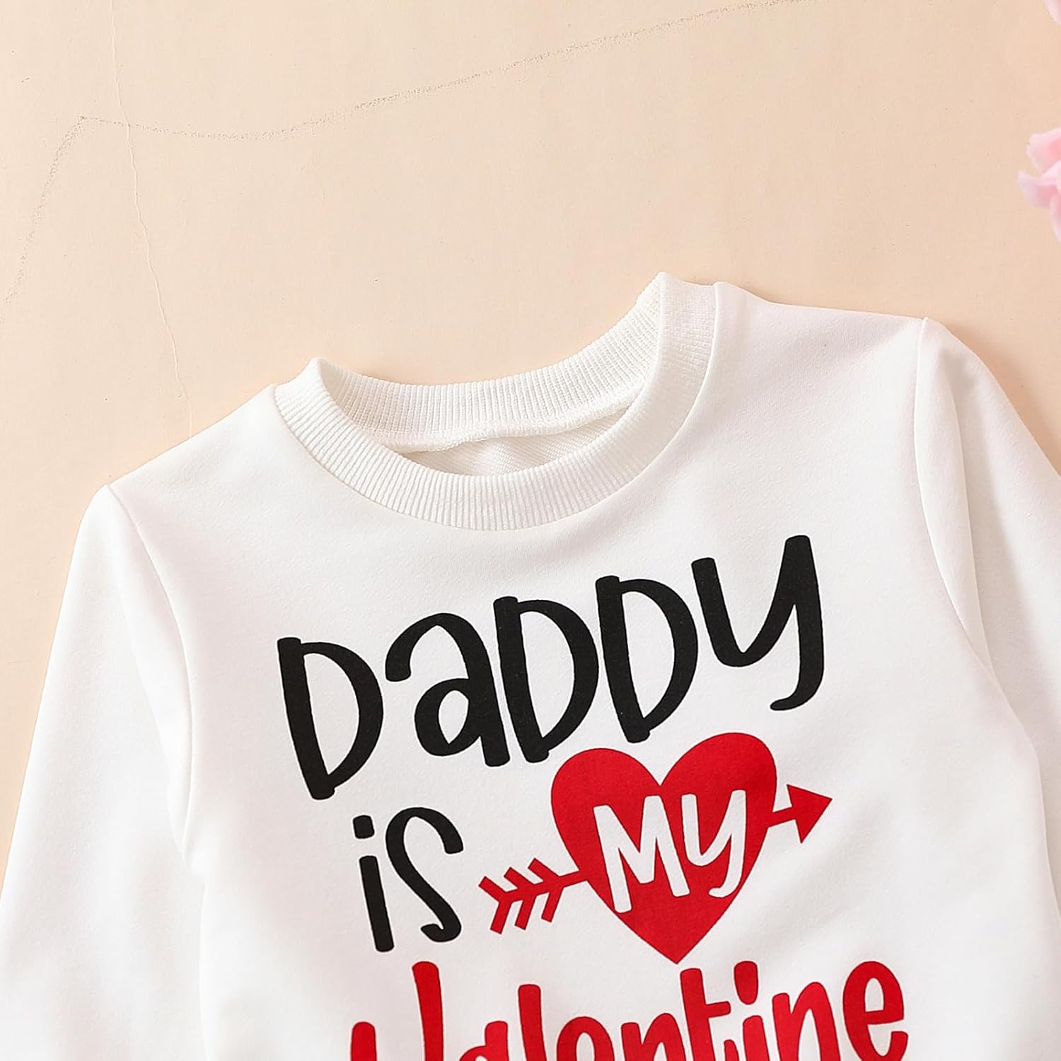 Toddler Baby Girl Valentines Day Outfit Daddy is My Valentine Sweatshirt Love Heart Long Pants 2Pcs Clothes Set